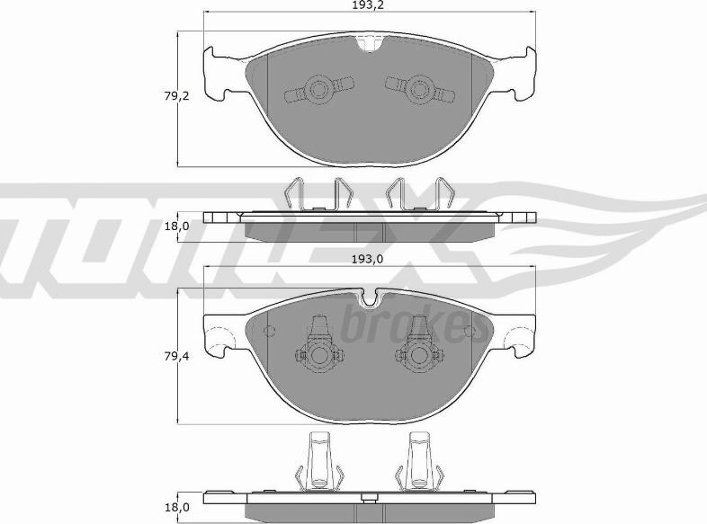 TOMEX brakes TX 18-55 - Bremžu uzliku kompl., Disku bremzes autodraugiem.lv