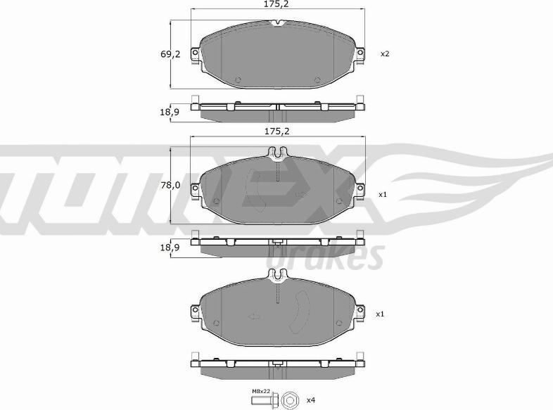 TOMEX brakes TX 18-53 - Bremžu uzliku kompl., Disku bremzes autodraugiem.lv