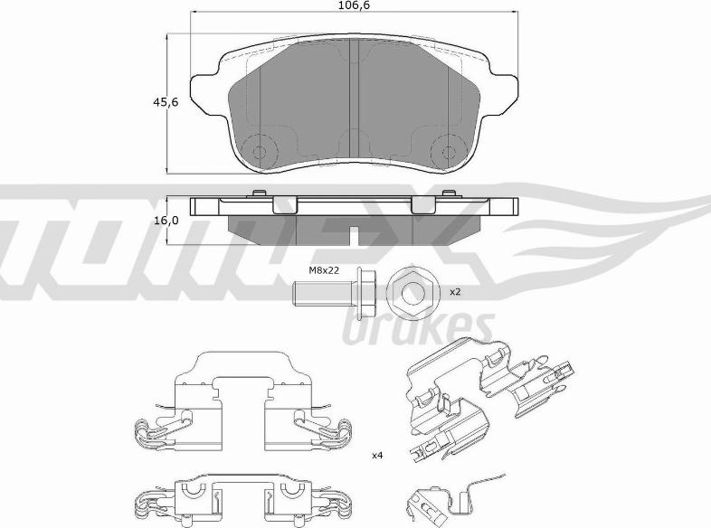 TOMEX brakes TX 18-66 - Bremžu uzliku kompl., Disku bremzes autodraugiem.lv