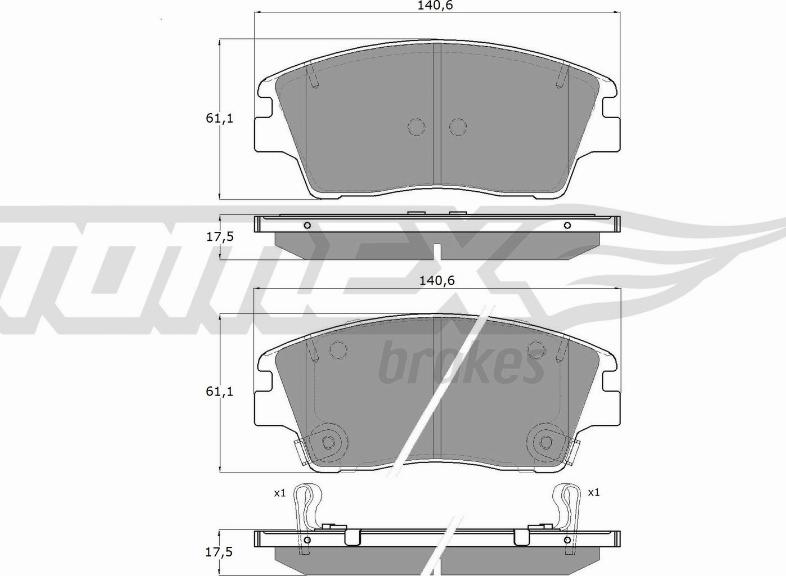 TOMEX brakes TX 18-67 - Bremžu uzliku kompl., Disku bremzes autodraugiem.lv