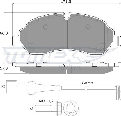 TOMEX brakes TX 18-04 - Bremžu uzliku kompl., Disku bremzes autodraugiem.lv