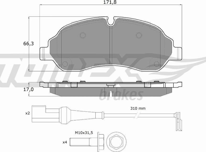 TOMEX brakes TX 18-04 - Bremžu uzliku kompl., Disku bremzes autodraugiem.lv