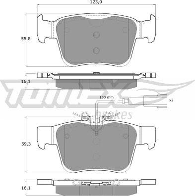 TOMEX brakes TX 18-161 - Bremžu uzliku kompl., Disku bremzes autodraugiem.lv