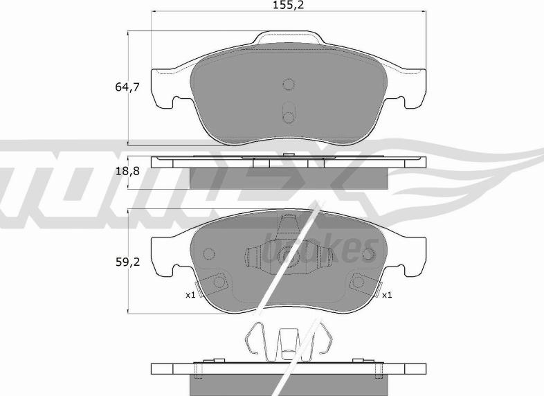 TOMEX brakes TX 18-18 - Bremžu uzliku kompl., Disku bremzes autodraugiem.lv