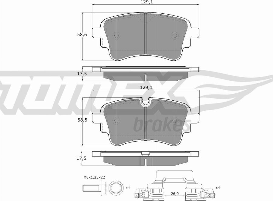 TOMEX brakes TX 18-231 - Bremžu uzliku kompl., Disku bremzes autodraugiem.lv