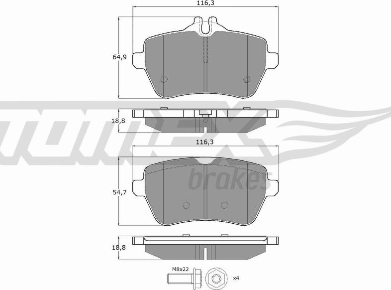 TOMEX brakes TX 18-78 - Bremžu uzliku kompl., Disku bremzes autodraugiem.lv