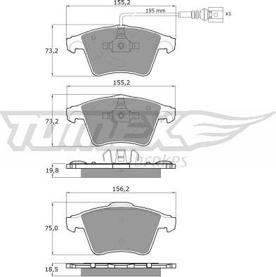 TOMEX brakes TX 13-93 - Bremžu uzliku kompl., Disku bremzes autodraugiem.lv