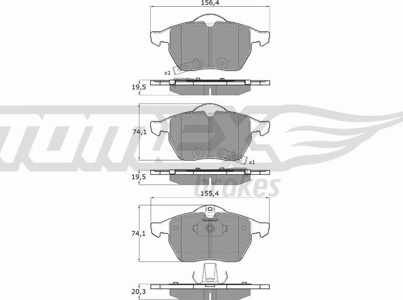 TOMEX brakes TX 13-57 - Bremžu uzliku kompl., Disku bremzes autodraugiem.lv