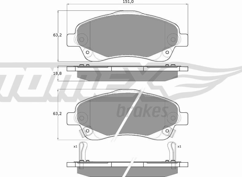 TOMEX brakes TX 13-61 - Bremžu uzliku kompl., Disku bremzes autodraugiem.lv