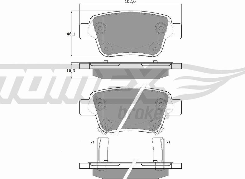 TOMEX brakes TX 13-62 - Bremžu uzliku kompl., Disku bremzes autodraugiem.lv