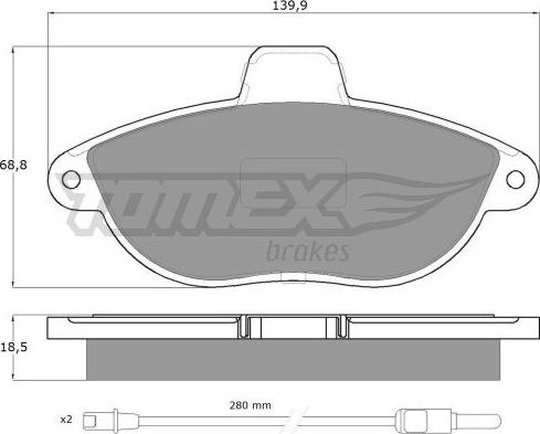 TOMEX brakes TX 13-35 - Bremžu uzliku kompl., Disku bremzes autodraugiem.lv