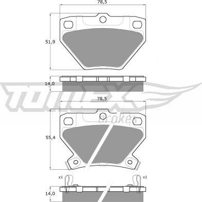 TOMEX brakes TX 13-77 - Bremžu uzliku kompl., Disku bremzes autodraugiem.lv