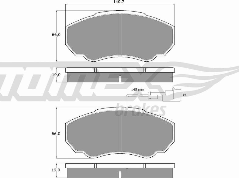 TOMEX brakes TX 12-45 - Bremžu uzliku kompl., Disku bremzes autodraugiem.lv