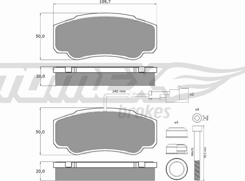 TOMEX brakes TX 12-461 - Bremžu uzliku kompl., Disku bremzes autodraugiem.lv