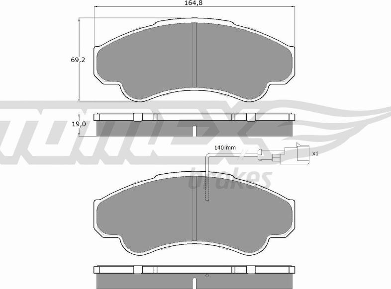 TOMEX brakes TX 12-47 - Bremžu uzliku kompl., Disku bremzes autodraugiem.lv