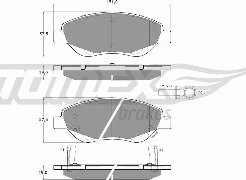 TOMEX brakes TX 12-501 - Bremžu uzliku kompl., Disku bremzes autodraugiem.lv