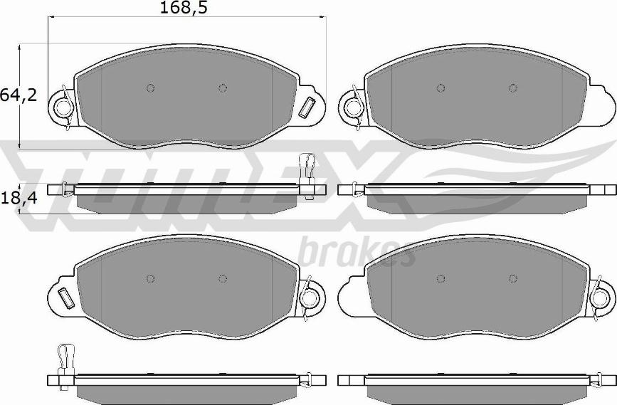 TOMEX brakes TX 12-61 - Bremžu uzliku kompl., Disku bremzes autodraugiem.lv