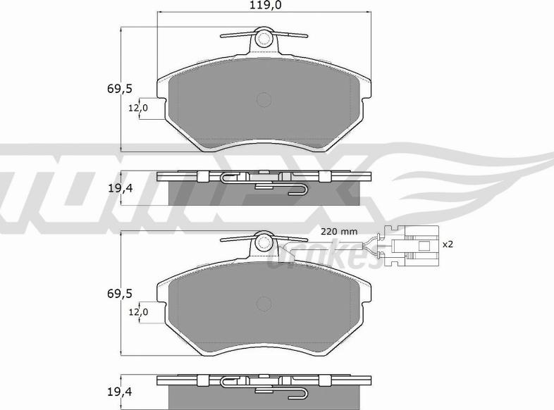 TOMEX brakes TX 12-04 - Bremžu uzliku kompl., Disku bremzes autodraugiem.lv