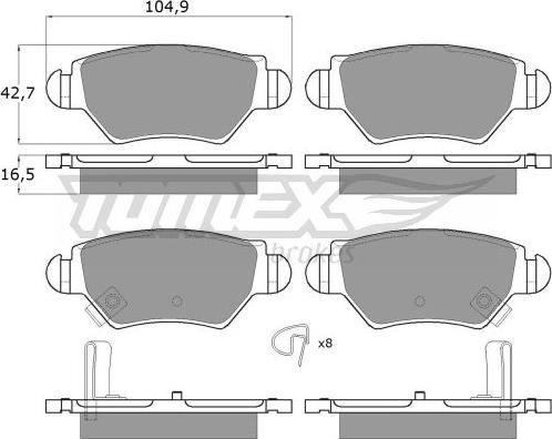 TOMEX brakes TX 12-14 - Bremžu uzliku kompl., Disku bremzes autodraugiem.lv