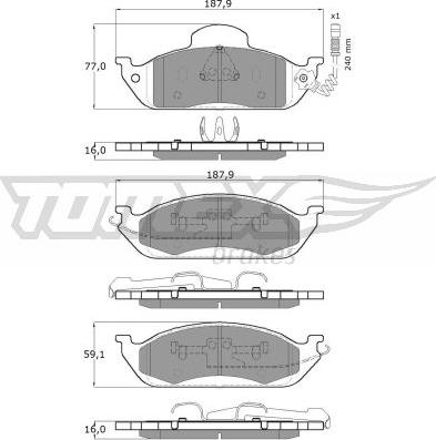 TOMEX brakes TX 12-83 - Bremžu uzliku kompl., Disku bremzes autodraugiem.lv