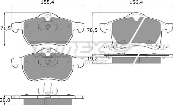 TOMEX brakes TX 12-22 - Bremžu uzliku kompl., Disku bremzes autodraugiem.lv