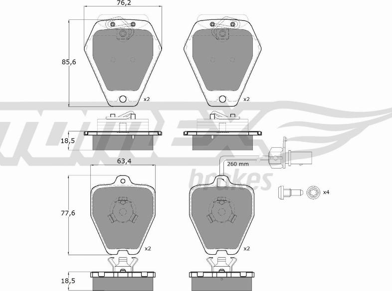 TOMEX brakes TX 12-27 - Bremžu uzliku kompl., Disku bremzes autodraugiem.lv