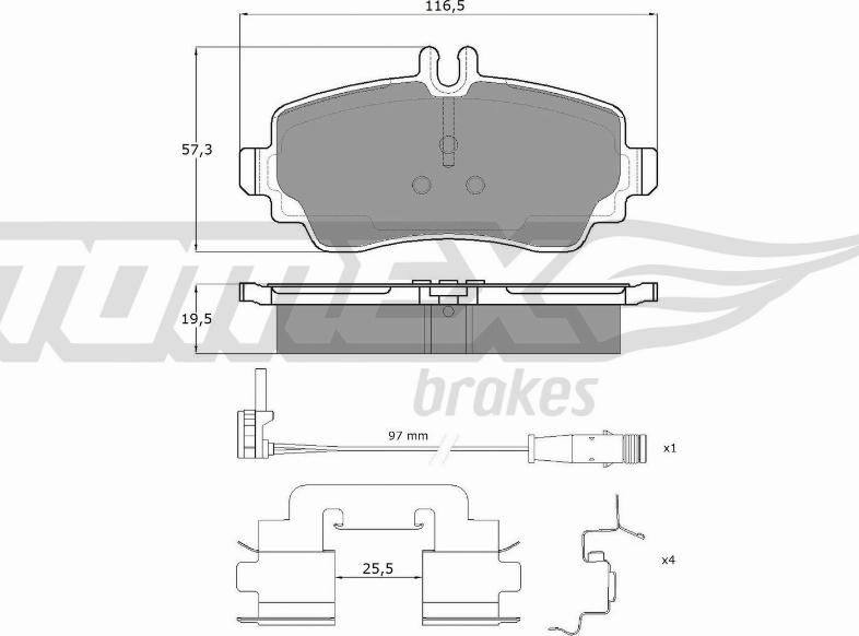 TOMEX brakes TX 12-751 - Bremžu uzliku kompl., Disku bremzes autodraugiem.lv