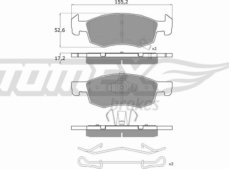 TOMEX brakes TX 17-92 - Bremžu uzliku kompl., Disku bremzes autodraugiem.lv