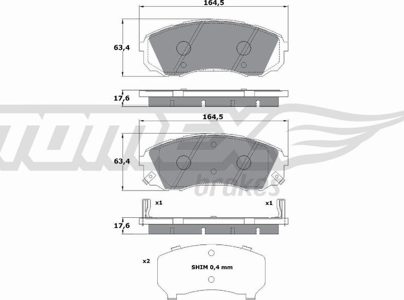 TOMEX brakes TX 17-49 - Bremžu uzliku kompl., Disku bremzes autodraugiem.lv