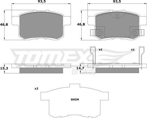 TOMEX brakes TX 17-54 - Bremžu uzliku kompl., Disku bremzes autodraugiem.lv