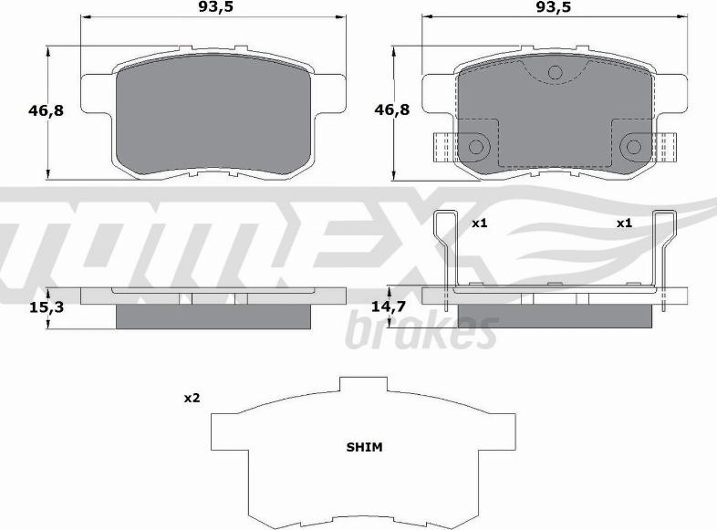 TOMEX brakes TX 17-54 - Bremžu uzliku kompl., Disku bremzes autodraugiem.lv