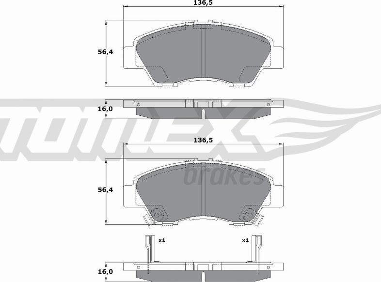 TOMEX brakes TX 17-55 - Bremžu uzliku kompl., Disku bremzes autodraugiem.lv