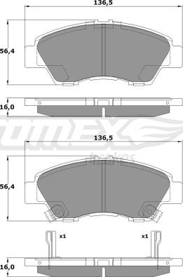 TOMEX brakes TX 17-55 - Bremžu uzliku kompl., Disku bremzes autodraugiem.lv