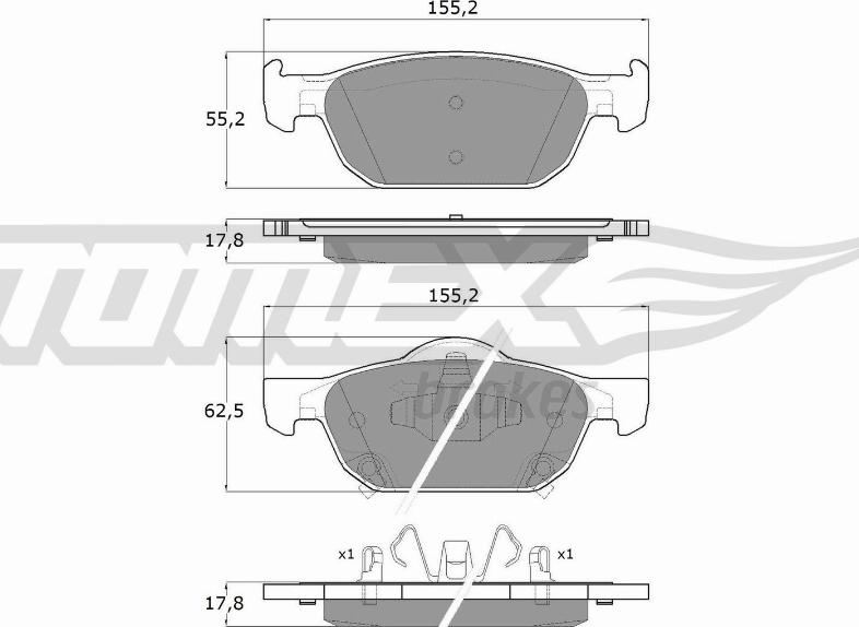 TOMEX brakes TX 17-51 - Bremžu uzliku kompl., Disku bremzes autodraugiem.lv