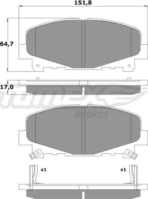 TOMEX brakes TX 17-52 - Bremžu uzliku kompl., Disku bremzes autodraugiem.lv