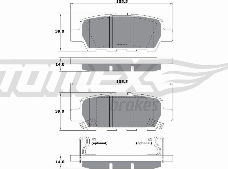 TOMEX brakes TX 17-57 - Bremžu uzliku kompl., Disku bremzes autodraugiem.lv