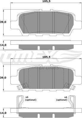 TOMEX brakes TX 17-57 - Bremžu uzliku kompl., Disku bremzes autodraugiem.lv