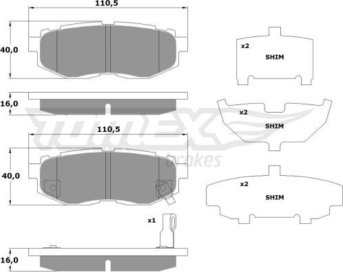 TOMEX brakes TX 17-66 - Bremžu uzliku kompl., Disku bremzes autodraugiem.lv