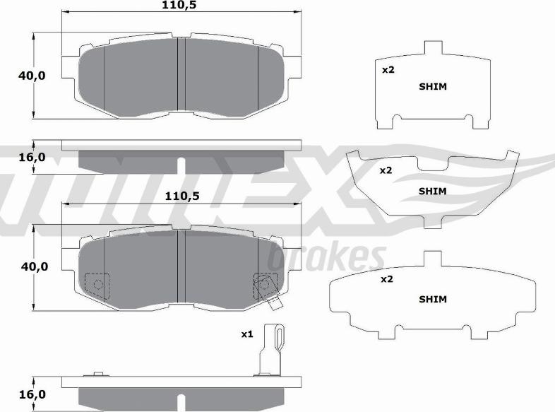 TOMEX brakes TX 17-66 - Bremžu uzliku kompl., Disku bremzes autodraugiem.lv