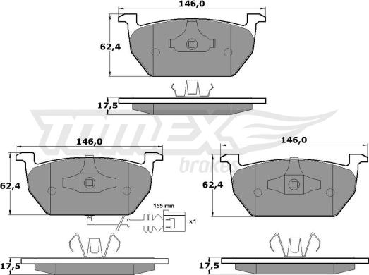 TOMEX brakes TX 17-03 - Bremžu uzliku kompl., Disku bremzes autodraugiem.lv