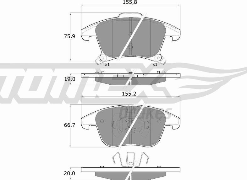 TOMEX brakes TX 17-75 - Bremžu uzliku kompl., Disku bremzes autodraugiem.lv