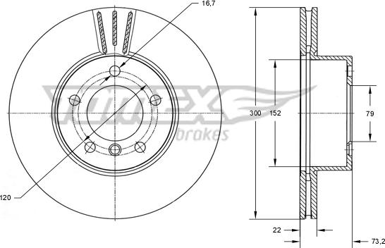 TOMEX brakes TX 74-01 - Bremžu diski autodraugiem.lv