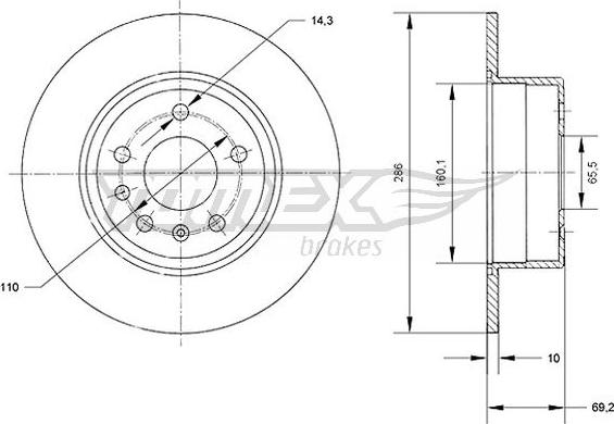 TOMEX brakes TX 70-49 - Bremžu diski autodraugiem.lv