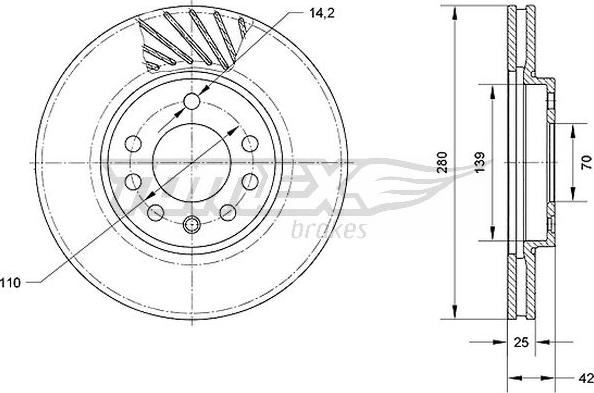 TOMEX brakes TX 70-11 - Bremžu diski autodraugiem.lv