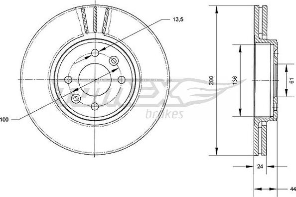 TOMEX brakes TX 70-22 - Bremžu diski autodraugiem.lv