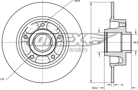 TOMEX brakes TX 71-141 - Bremžu diski autodraugiem.lv