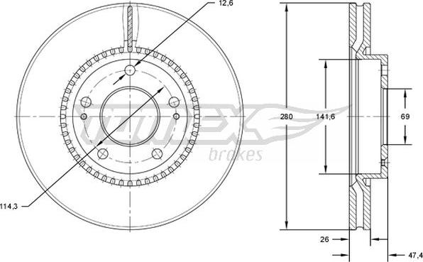 TOMEX brakes TX 71-35 - Bremžu diski autodraugiem.lv