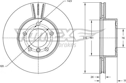 TOMEX brakes TX 73-95 - Bremžu diski autodraugiem.lv