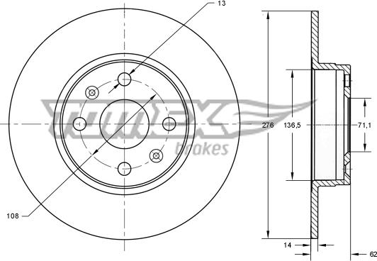 TOMEX brakes TX 73-67 - Bremžu diski autodraugiem.lv