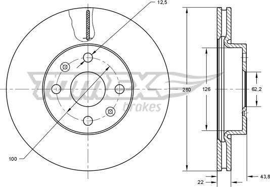 TOMEX brakes TX 73-34 - Bremžu diski autodraugiem.lv